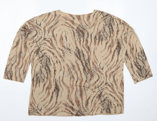 New Collection Womens Brown Animal Print  Basic T-Shirt Size 8
