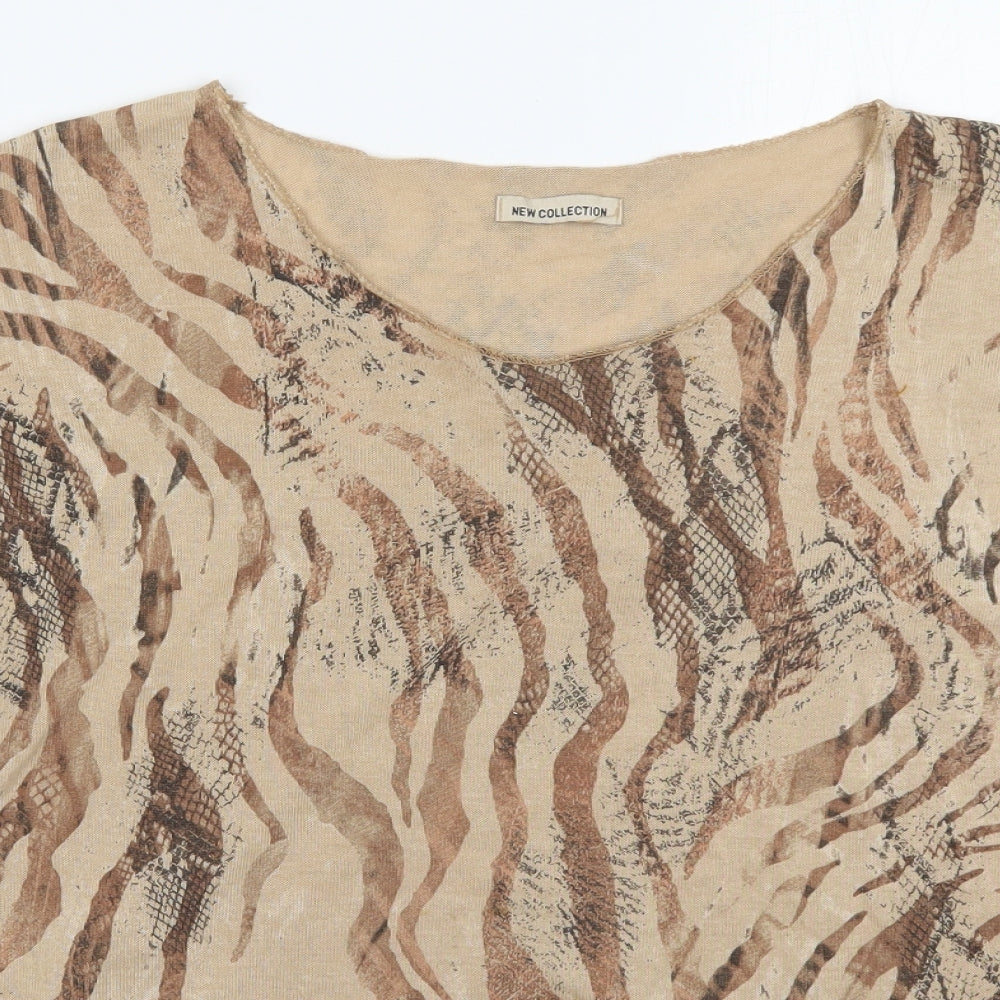 New Collection Womens Brown Animal Print  Basic T-Shirt Size 8