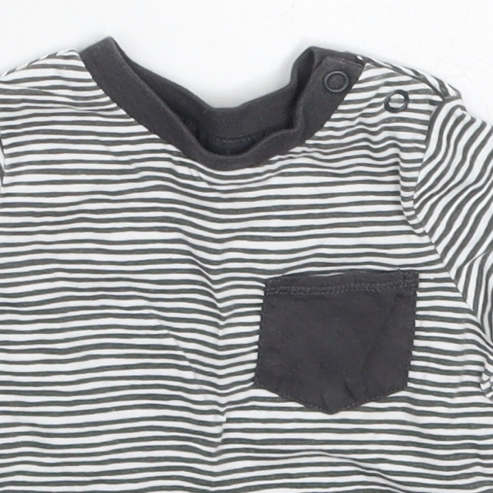 F&F Boys Grey Striped  Basic T-Shirt Size 0-3 Months