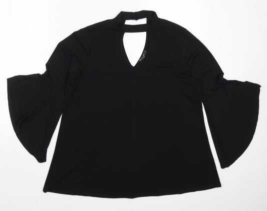 Cha Cha Vente Womens Black   Basic Blouse Size XL