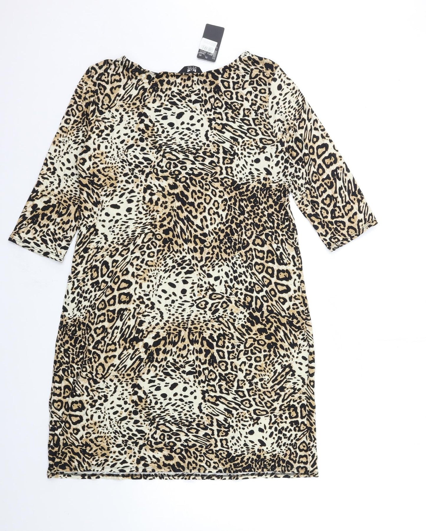 k&d Womens Brown Animal Print  Basic T-Shirt Size 16