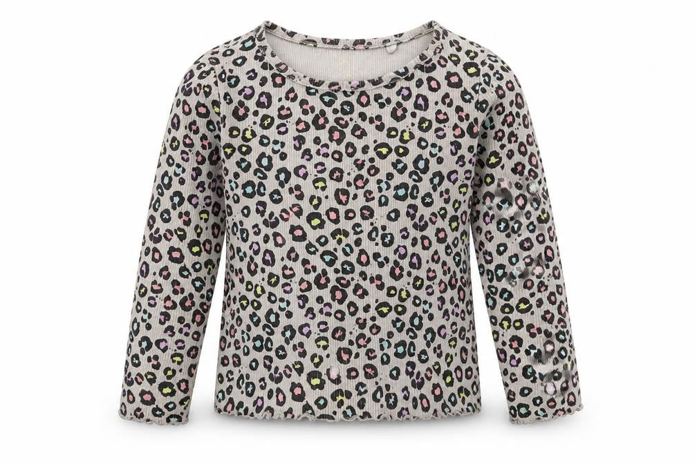 NXT Girls Grey Animal Print  Basic T-Shirt Size 2-3 Years