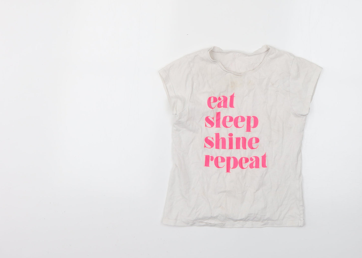 George Girls White   Basic T-Shirt Size 9-10 Years