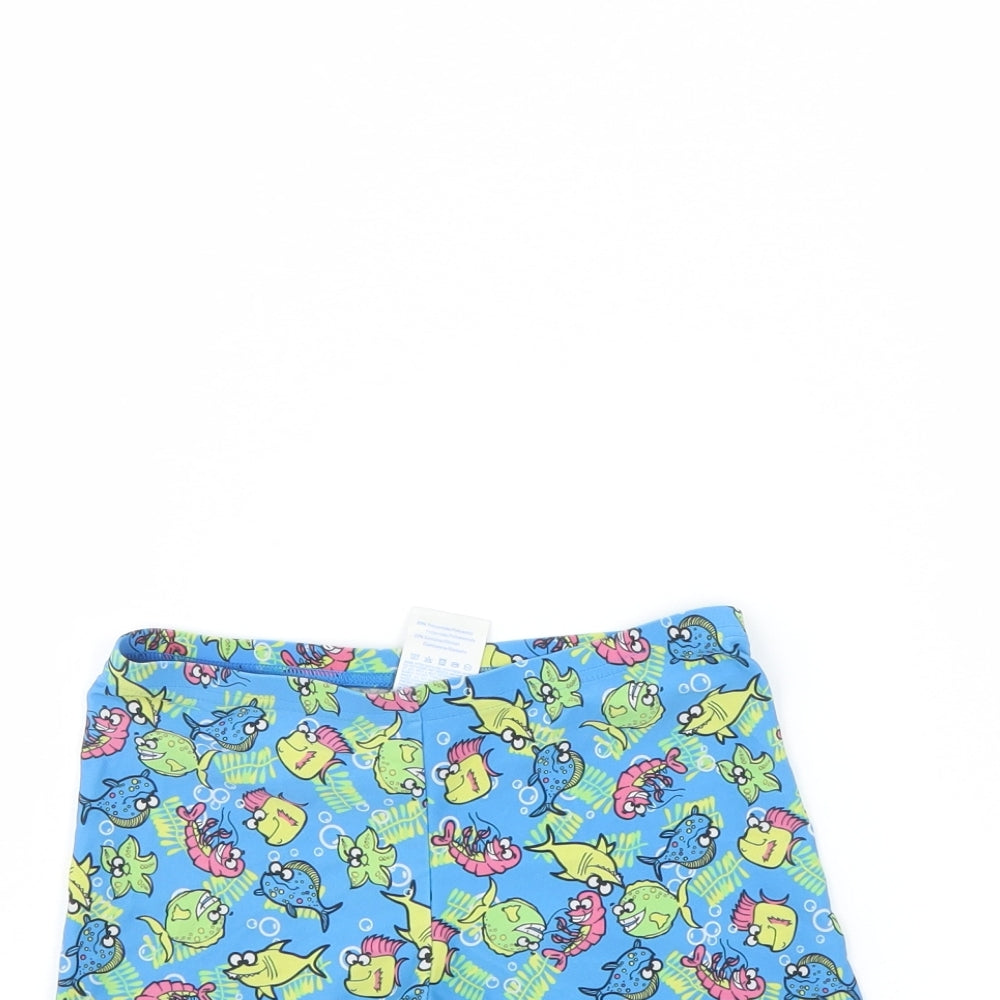 Zoggs Boys Blue Animal Print  Bermuda Shorts Size 6 Years - fish