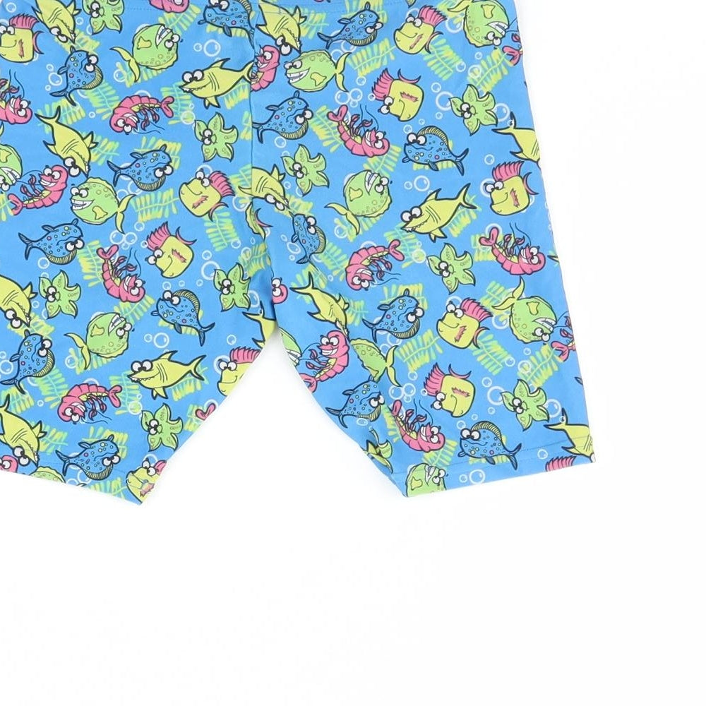 Zoggs Boys Blue Animal Print  Bermuda Shorts Size 6 Years - fish