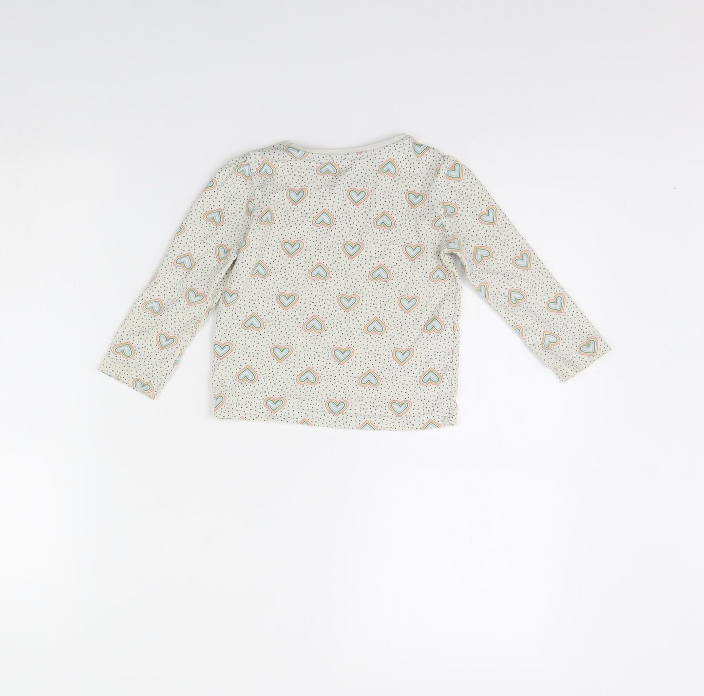 Primark Girls Beige Polka Dot  Basic T-Shirt Size 2 Years