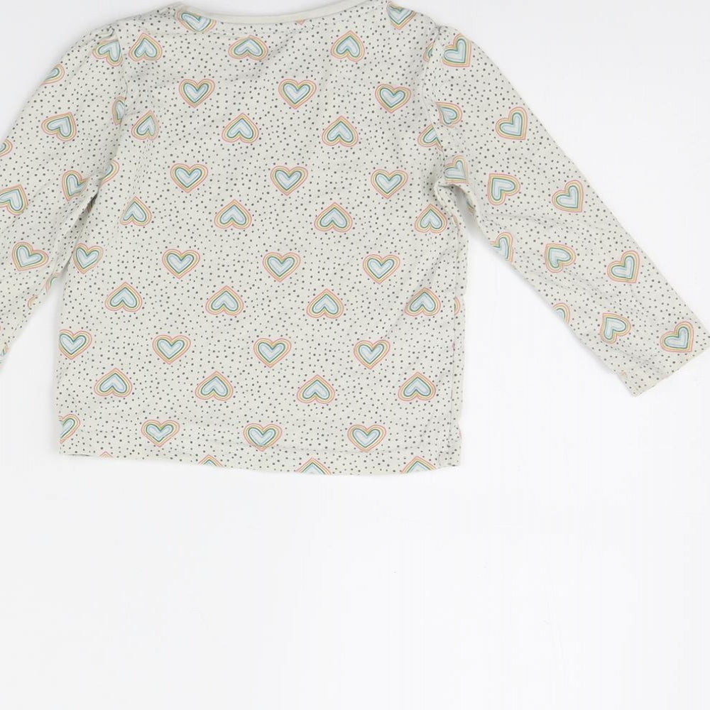 Primark Girls Beige Polka Dot  Basic T-Shirt Size 2 Years