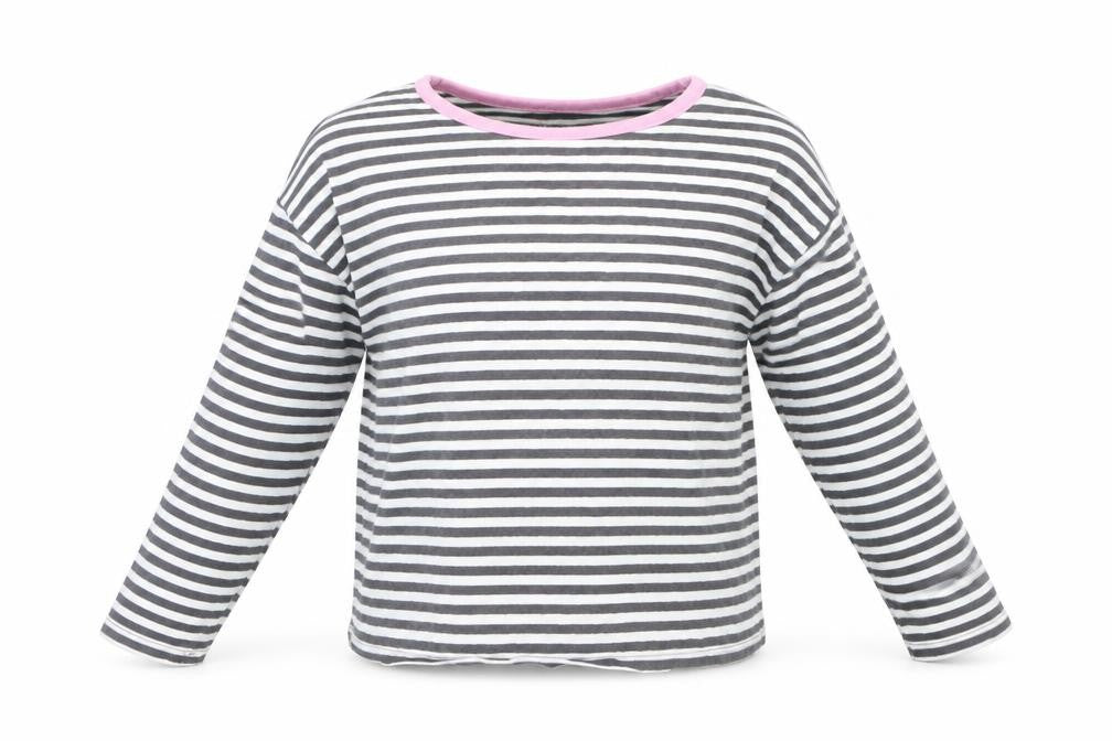 TU Girls White Striped  Basic T-Shirt Size 8 Years