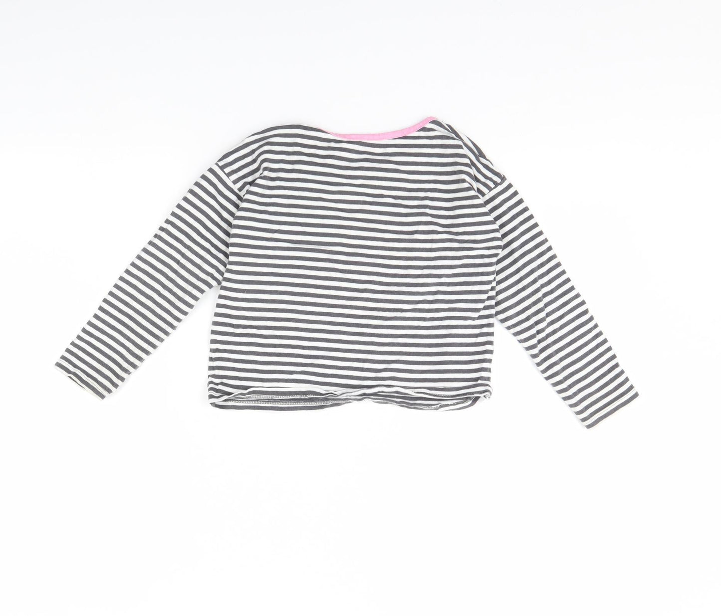 TU Girls White Striped  Basic T-Shirt Size 8 Years