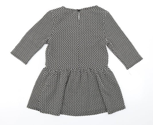 New Look Womens Black Polka Dot  Basic T-Shirt Size 10  - Peplum