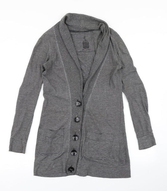 River Island Womens Grey Striped  Cardigan Jumper Size 8