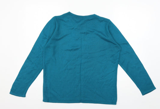 Alexara Womens Blue  Knit Pullover Jumper Size M