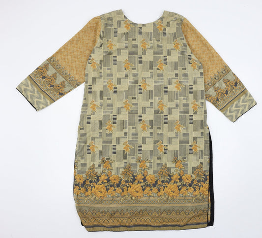 Bushra Khan Womens Multicoloured Geometric  Basic Blouse Size L