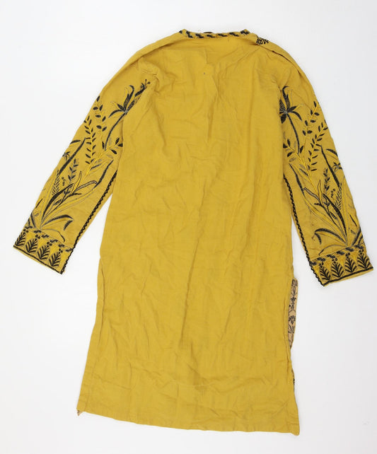 Jacquard Womens Yellow Geometric  Basic Blouse Size S