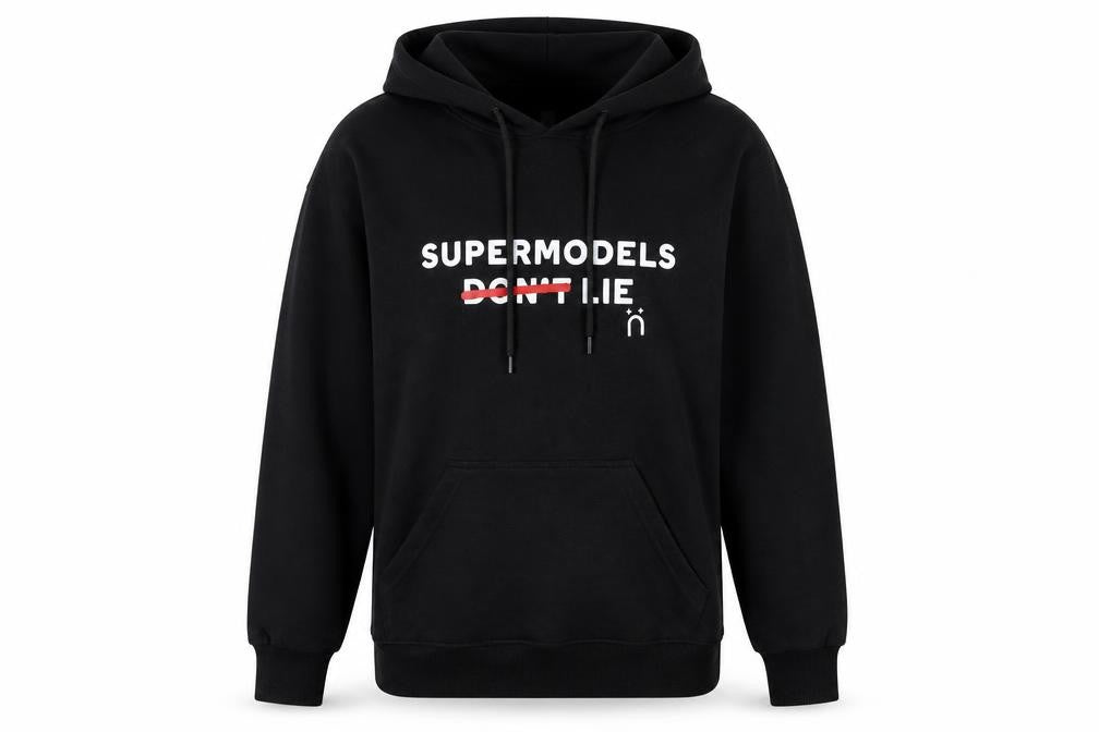 Little White Lies  Womens Black  Jersey Pullover Hoodie Size XS  - Supermodels lie