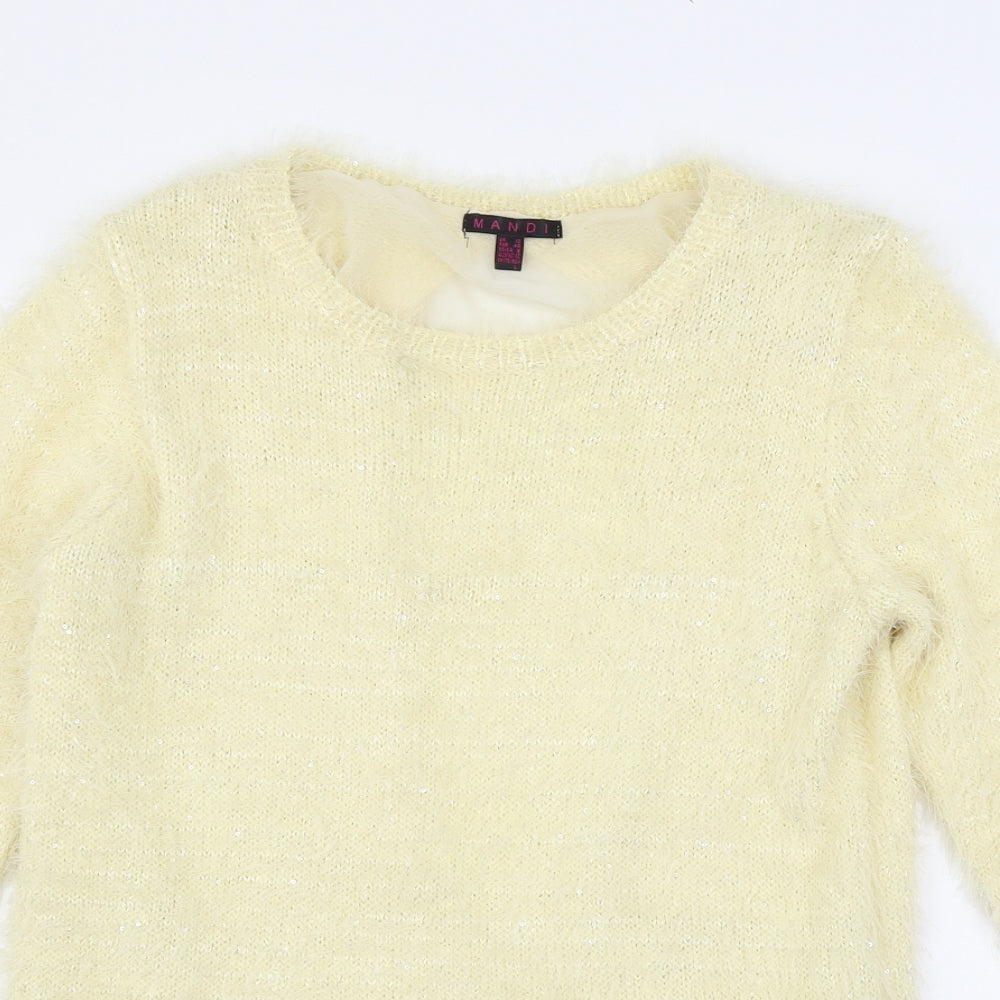 Mandi Womens Ivory  Knit Pullover Jumper Size 12