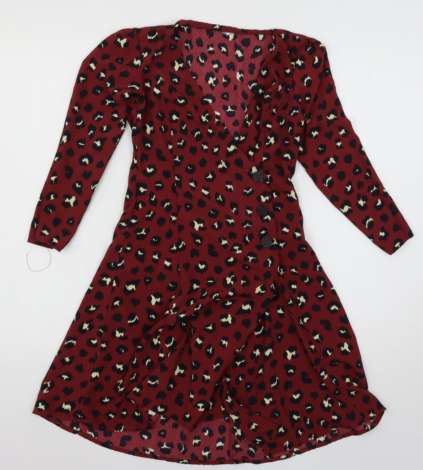 H&M Womens Red Animal Print  Basic Blouse Size 6