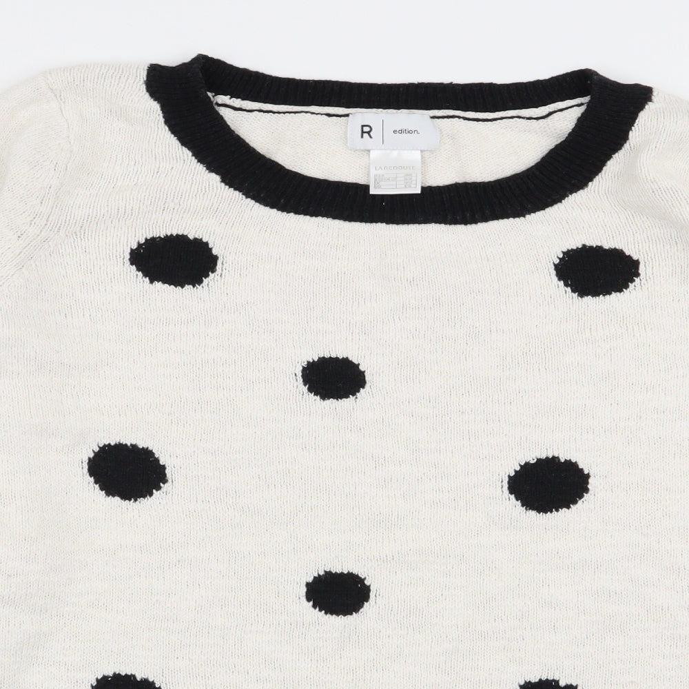 r edition Womens White Polka Dot  Pullover Jumper Size 10