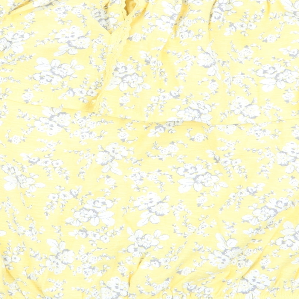 NEXT Womens Yellow Floral  Basic Blouse Size 10