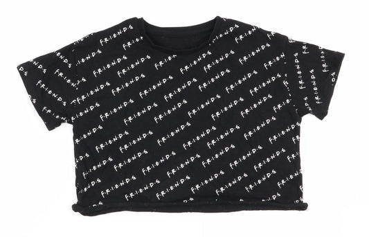 Asda George Girls Black Geometric  Basic T-Shirt Size 10-11 Years  - friends