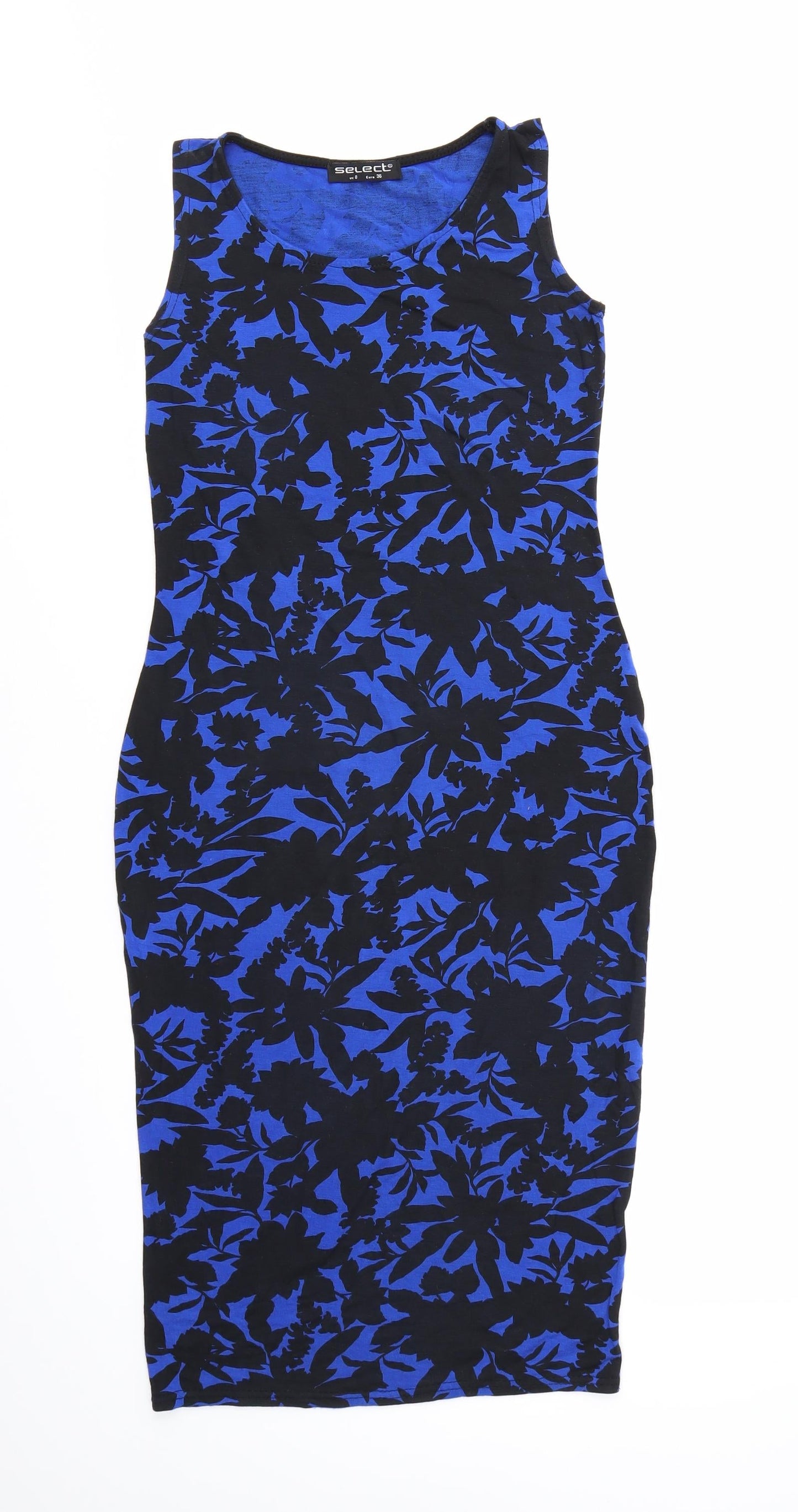 Select Womens Blue Floral  Fit & Flare  Size 8