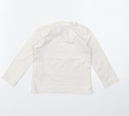 PRIMIGI  Girls White Geometric  Basic T-Shirt Size 10 Years