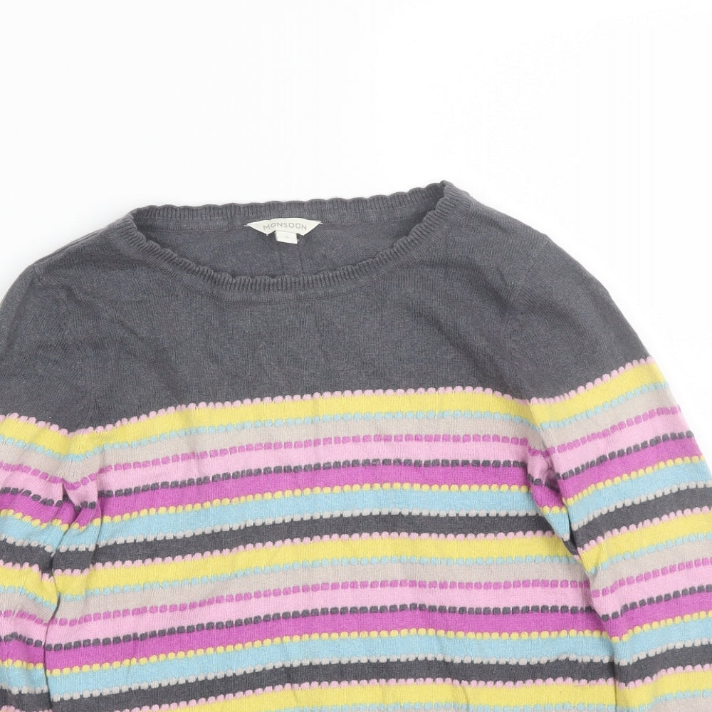 Monsoon Womens Multicoloured Striped  Pullover Jumper Size S
