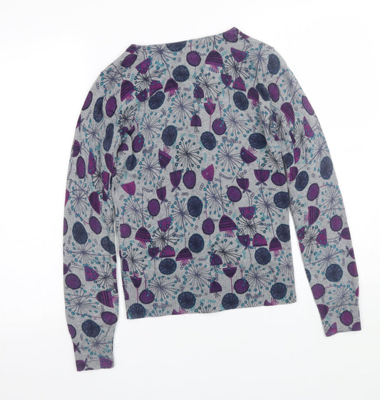 Debenhams Womens Grey Floral  Cardigan Jumper Size 10