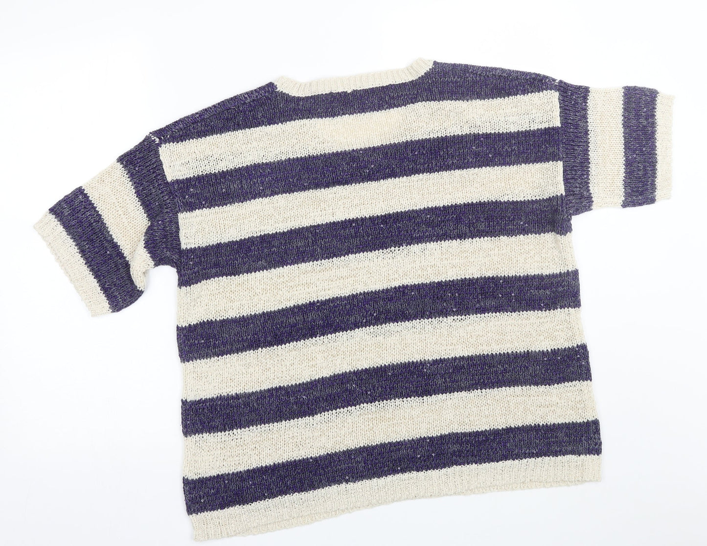Ti Womens Purple Striped  Pullover Jumper Size 16