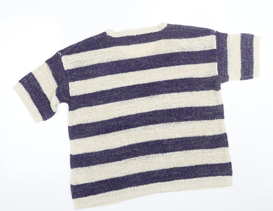 Ti Womens Purple Striped  Pullover Jumper Size 16
