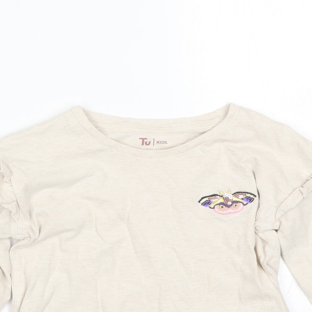 TU Girls Beige   Basic T-Shirt Size 5 Years  - butterfly