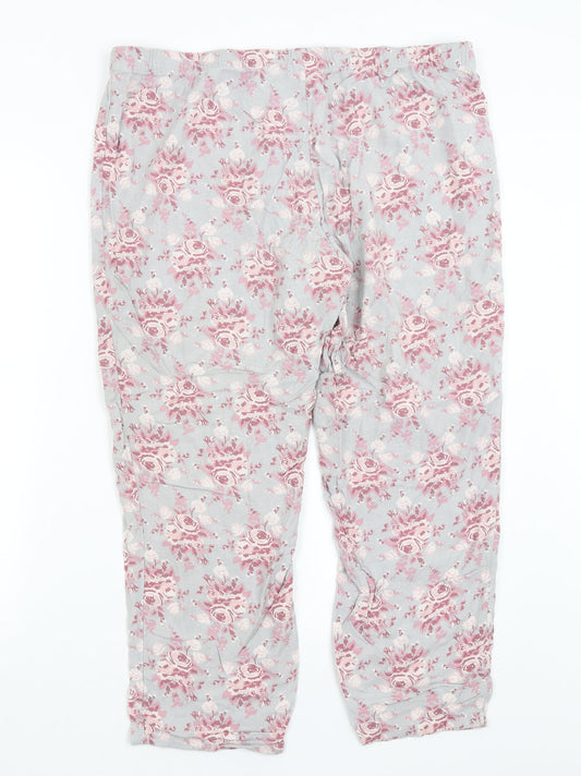 H&M Womens Blue Floral  Trousers  Size L L25 in