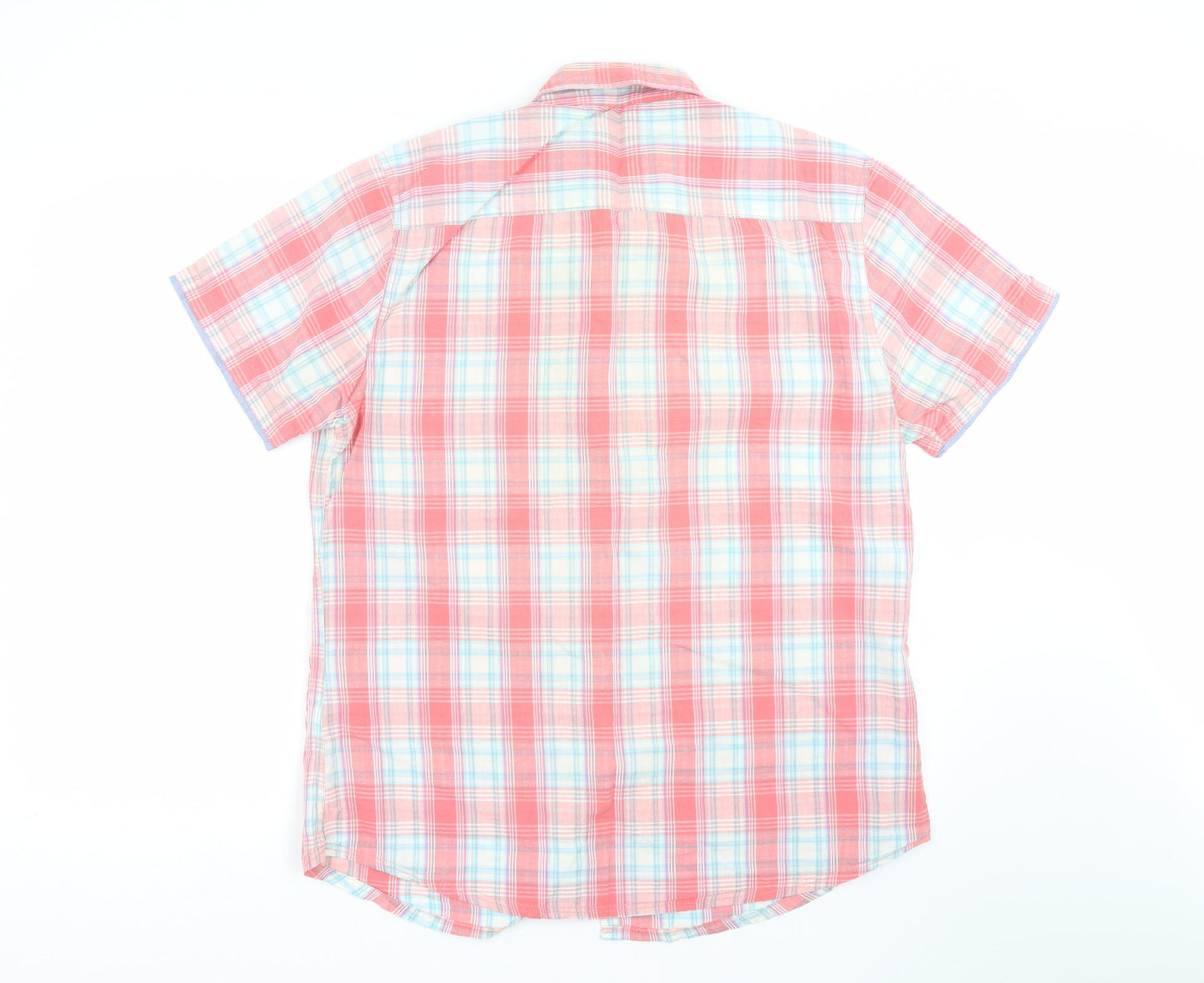 Easy Mens Pink Check   Button-Up Size L