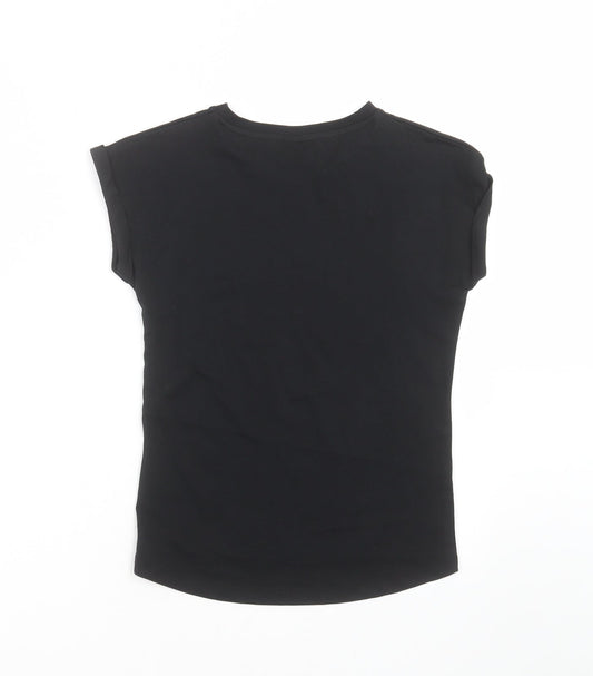 TU Girls Black   Basic T-Shirt Size 9 Years  - Santa Squad