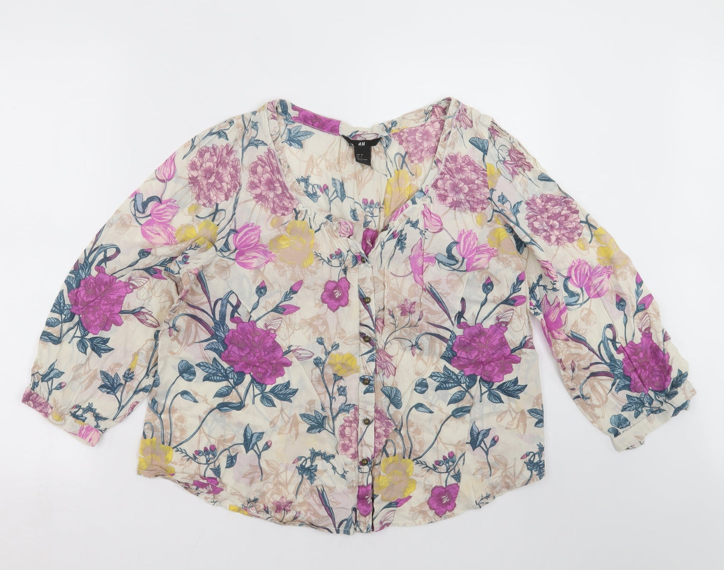 H&M Womens Multicoloured Floral  Basic Blouse Size 8