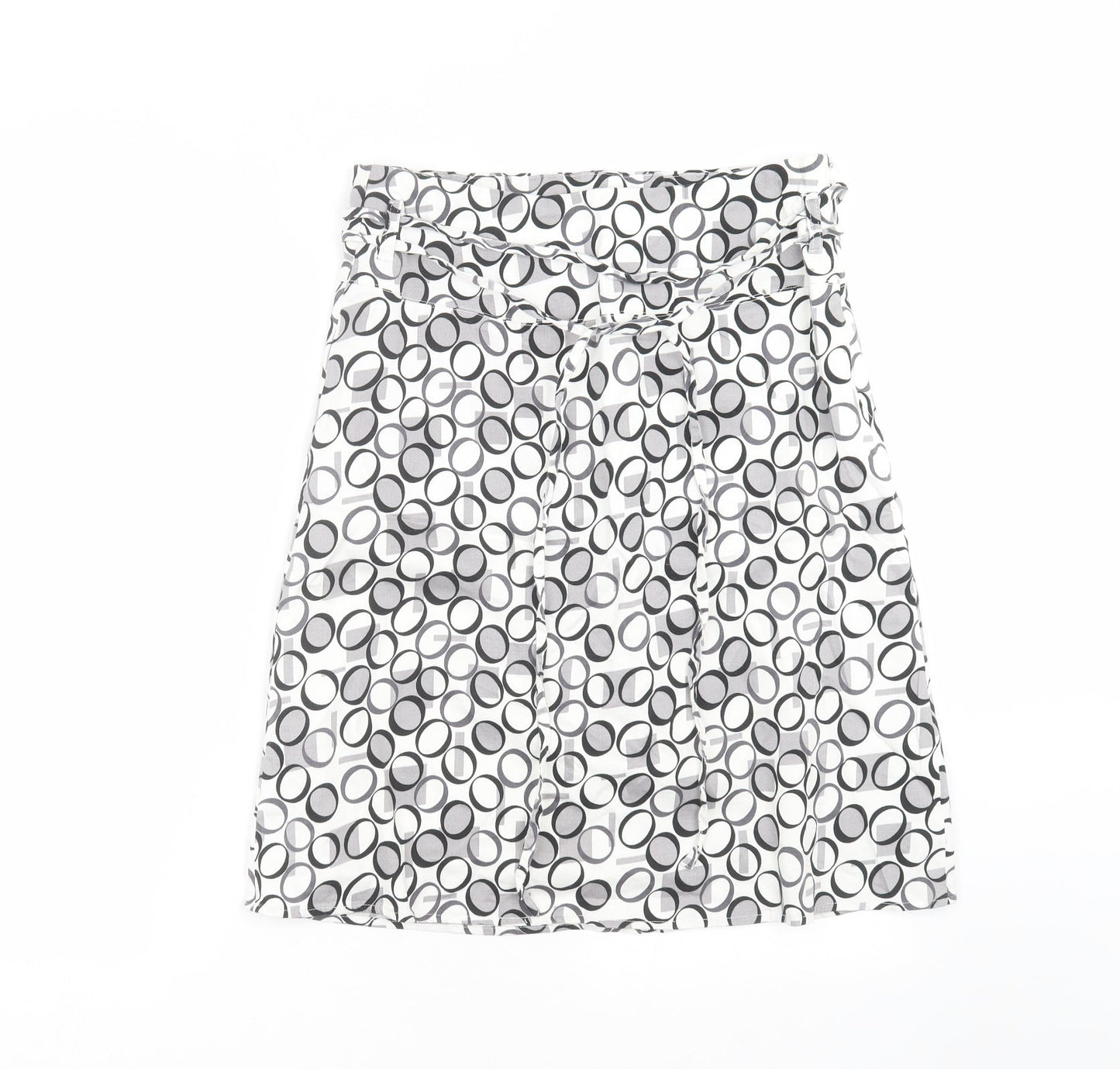 VERO MODA Womens White Geometric  A-Line Skirt Size 10