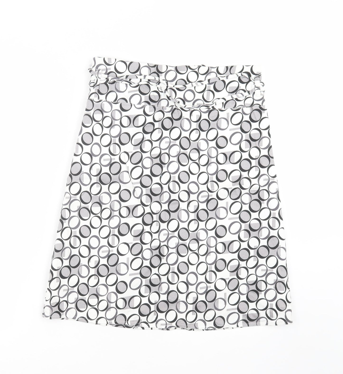VERO MODA Womens White Geometric  A-Line Skirt Size 10