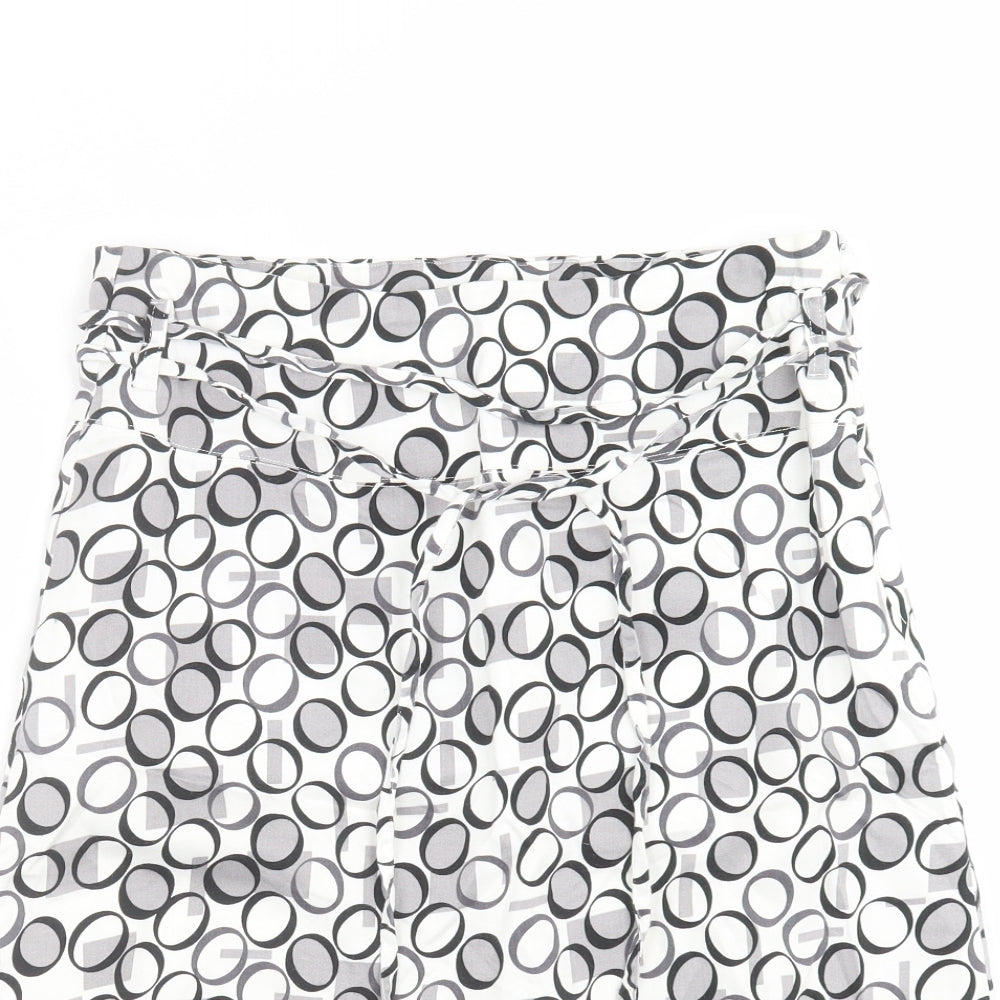 VERO MODA Womens White Geometric  A-Line Skirt Size 10
