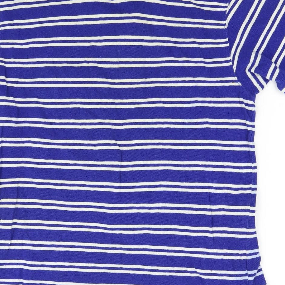 Eddie Bauer Mens Blue Striped   Polo Size M
