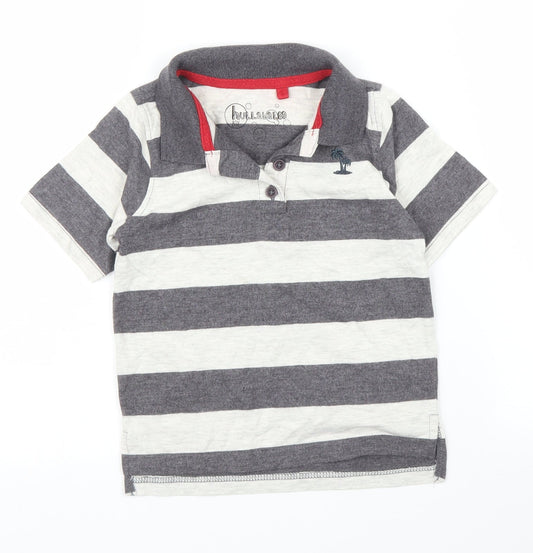 Hullabaloo Boys Grey Striped  Basic Polo Size 5 Years