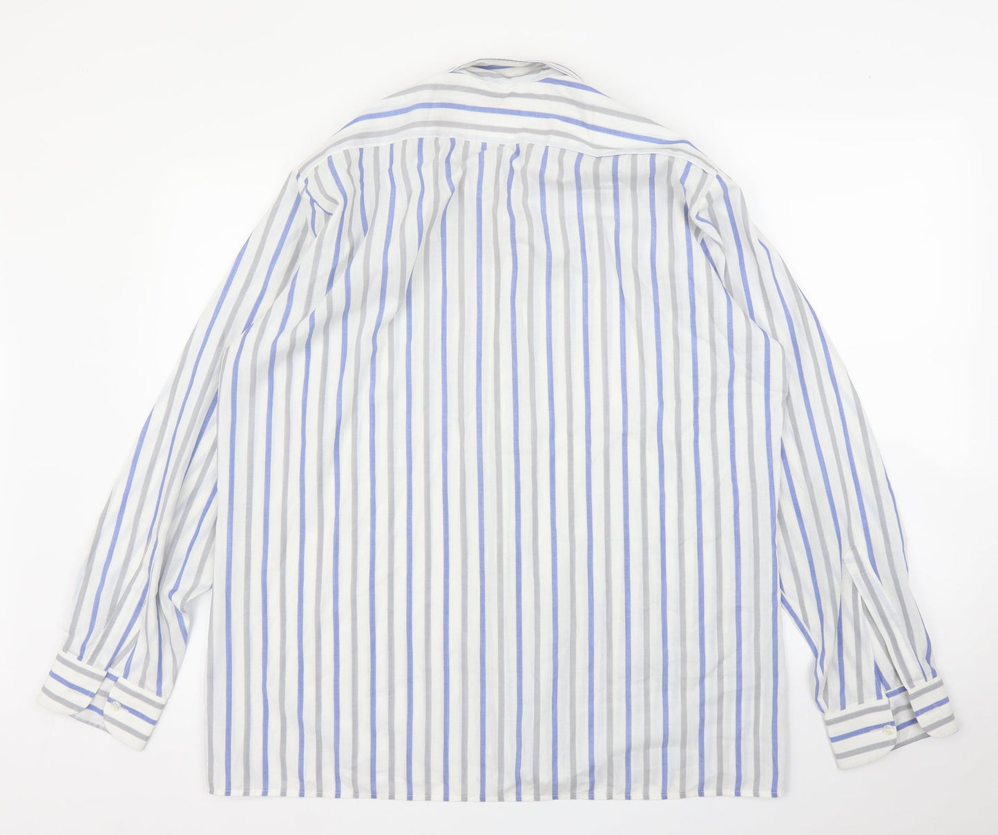 Peter England Mens White Striped   Button-Up Size L