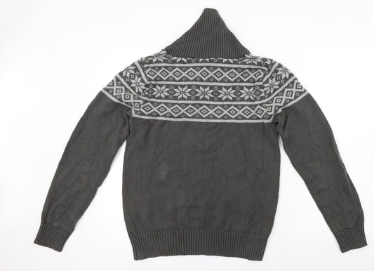 Cedar Wood State  Mens Grey Geometric  Pullover Jumper Size S