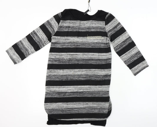 Stradivarius  Womens Grey Striped  Basic T-Shirt Size S