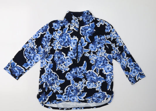 Jones New York Womens Blue Floral  Pullover Sweatshirt Size L