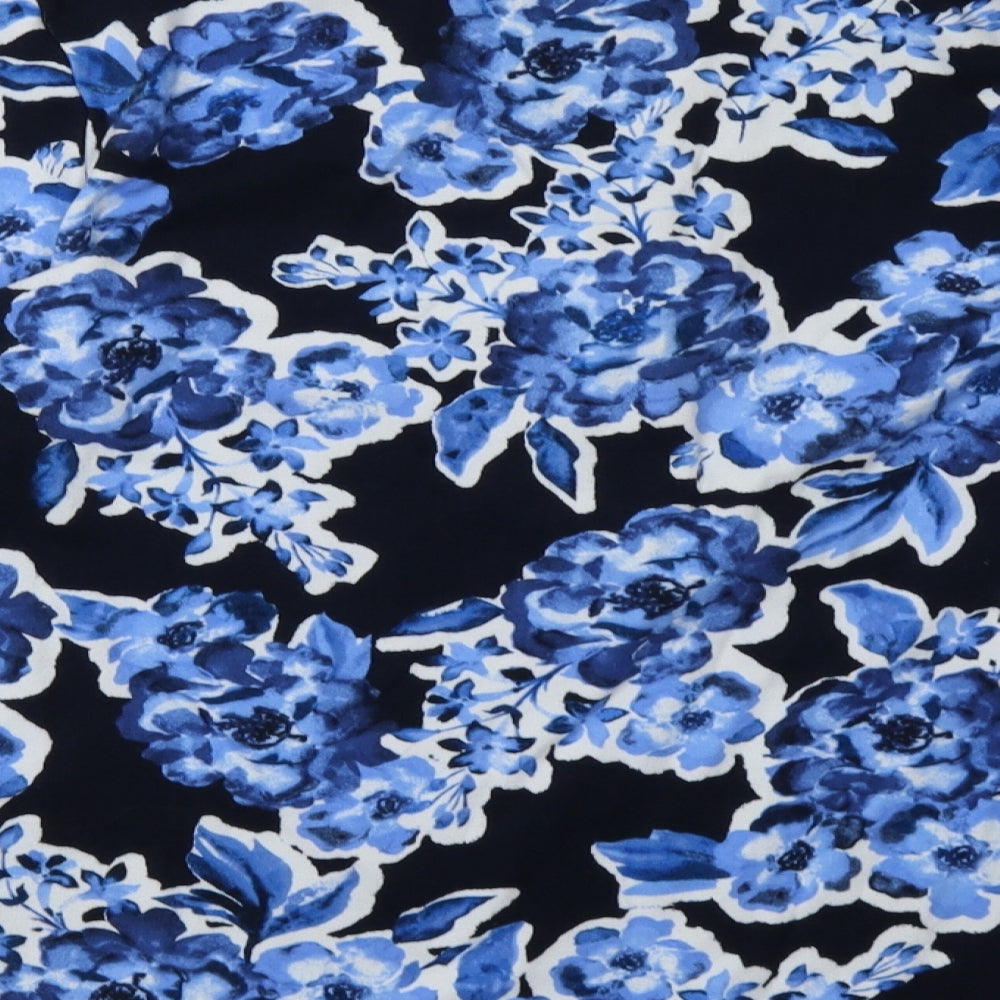 Jones New York Womens Blue Floral  Pullover Sweatshirt Size L