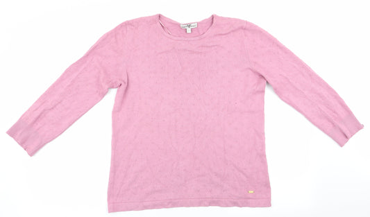 Hampton Republic Womens Pink Polka Dot  Pullover Jumper Size S