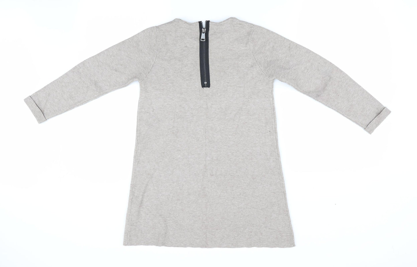Zara Womens Beige   Pullover Jumper Size 8  - Longline Jumper Back Zip