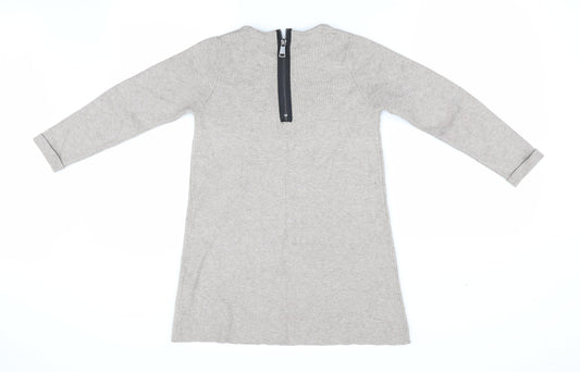 Zara Womens Beige   Pullover Jumper Size 8  - Longline Jumper Back Zip