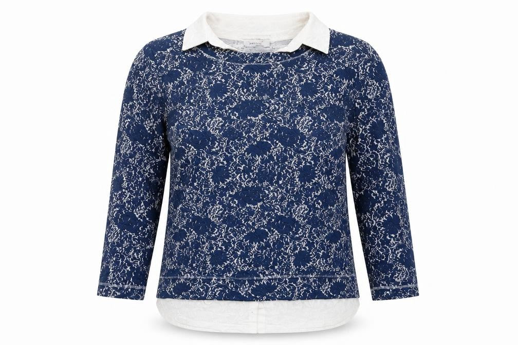 M&S Womens Blue Floral  Pullover Jumper Size 10
