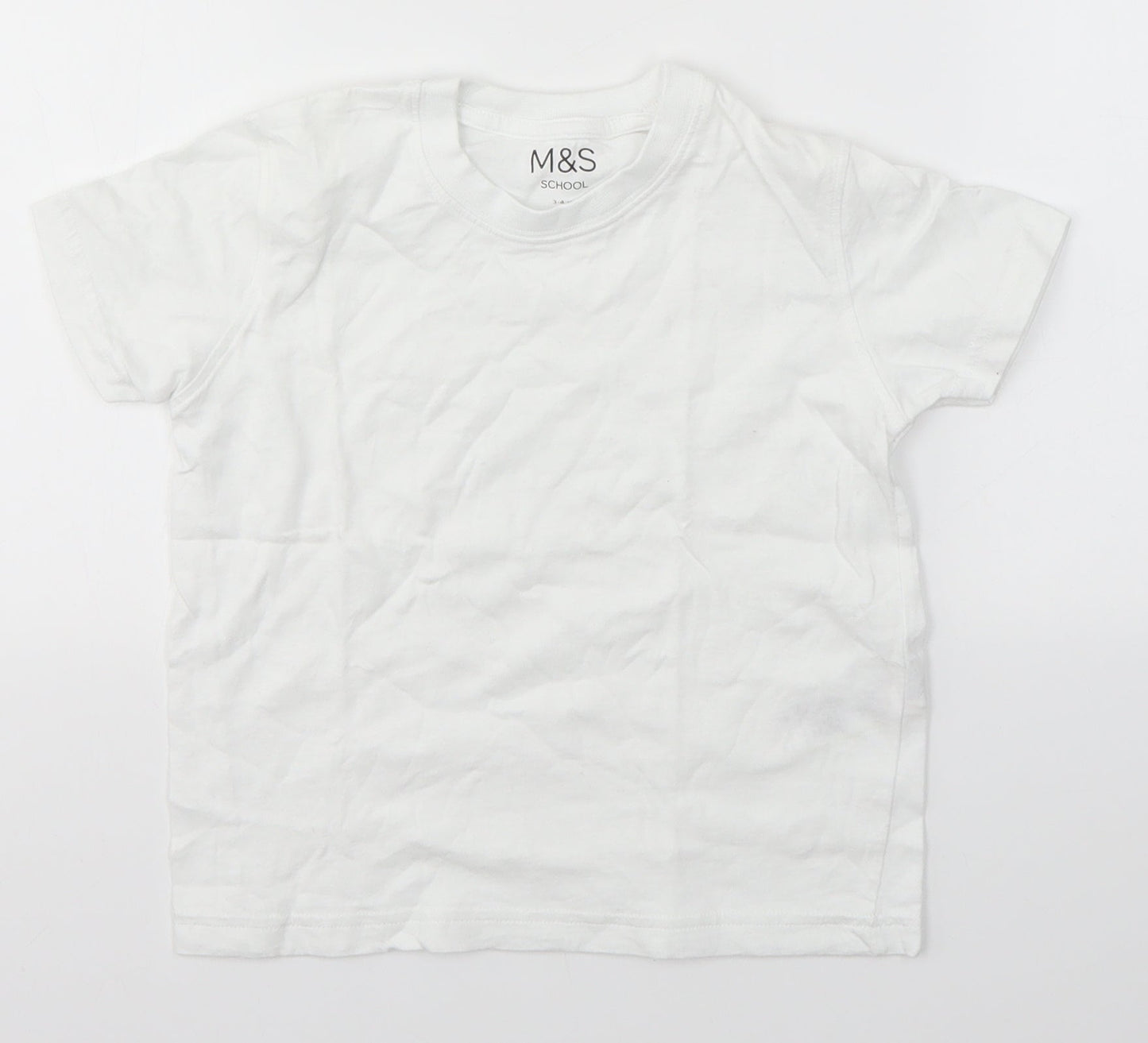 M&S Boys White   Basic T-Shirt Size 3-4 Years  - SCHOOLWEAR